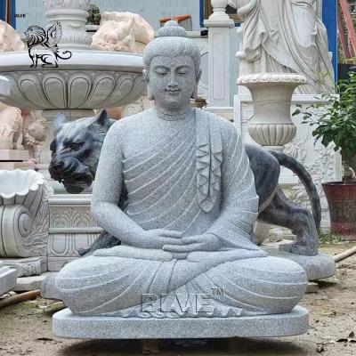 China Sitting Buddha Marble Sculpture Natural Stone Granite Buddha Statues Life Size Outdoor Garden Handcarved for sale