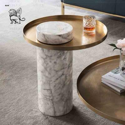 Китай Marble Plinth Side Table Natural Stone Coffee Table Gold Console Table Furniture Design Home Decoration Modern продается