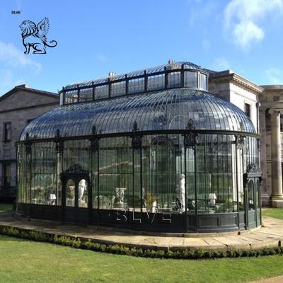 China Wrought Iron Gazebo With Glass Large Size Luxury Wedding Garden Sunroom Modern Villa Outdoor for sale