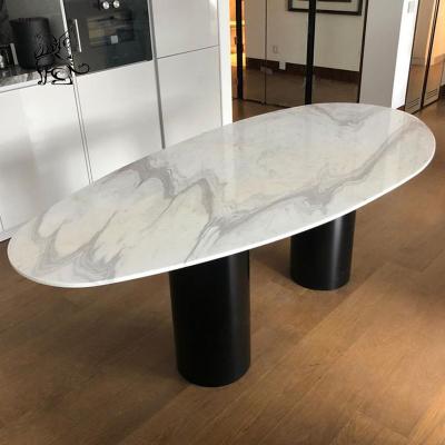 Китай Luxury Natural Stone Coffee Table Marble Center Accent Furniture Supplier Black Stainless Steel Metal Base продается