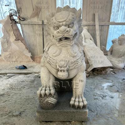 China Foo Dog Fengshui Sculpture Hand Carved Granite Lion Statue Guardian Lions Statue Classical Outdoor for sale