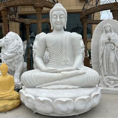 China Marble Thai Buddha statues garden White Stone Sitting Thailand Buddha Sculpture Large for sale