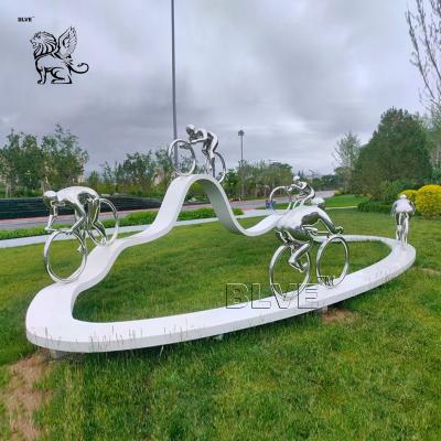 China Cycling Track Stainless Steel Sculptures Sport Abstract Metal Sculpture Art Park Large Decorative Outdoor for sale