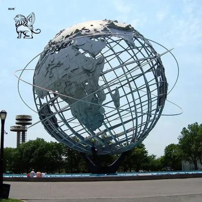 China Stainless Steel The Earth Sculpture Metal Whole World Globe Statue Hollow Art Ball Outdoor Sculptures Large for sale