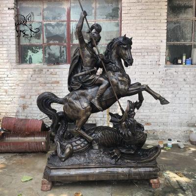 China St. George Slaying The Dragon Statue Bronze Metal Craft Life Size Religious Custom for sale