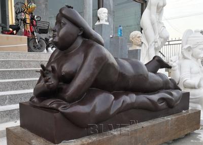 China BLVE Bronze Fat Woman Lady Sculpture Fernando Botero Statue Life Size Modern Art Outdoor Garden Decoration for sale