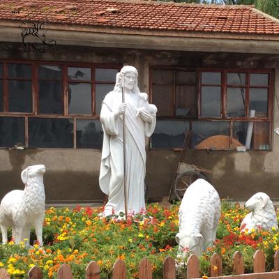 China BLVE White Marble Catholic Jesus Statue Christ God Stone Sculpture Life Size Religious Handcarved for sale