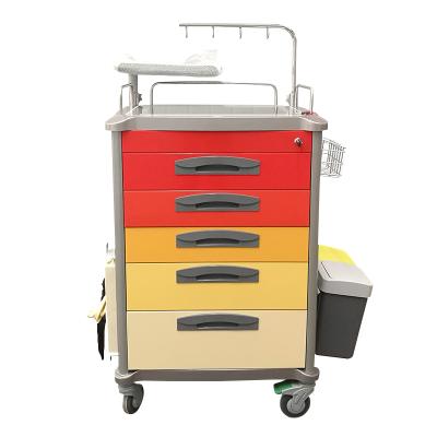 China Modern High Strength ABS Large Mobile Space Medicine Storage Crash Cart Monitor for sale