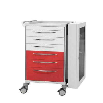 China Best Solution Customized Size Overhead Medical Trolley ABS Tough Hospital Trolley Medicine Storage And Transport With Drawers for sale