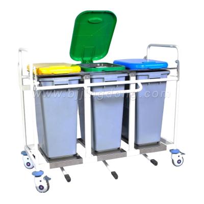 China Hospital Three Units Modern Dirt Bucket Dirt Bin Trolley Single Double Triple for sale