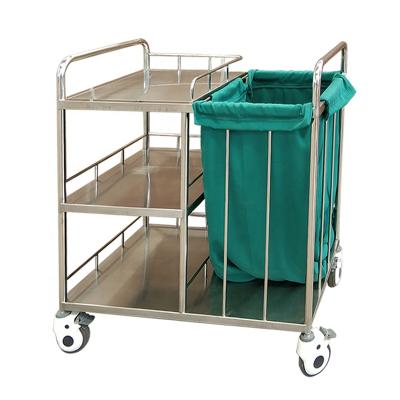 China Modern High Quality Mobile Stainless Steel Hospital Nursing Trolley / Dirty Canvas Trolley for sale