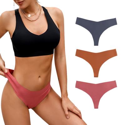 China Women's Low Waist Women's Seamless Ice Silk Thong Sports Panties Cotton Antibacterial Quick Dry Seamless Panties for sale