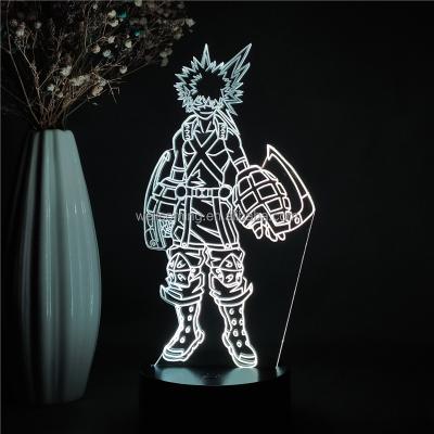 China Modern Anime My Hero Academia Figure Bakugo Katsuki Led Manga Table Lamp Kids Gift Bedroom Decor Night Light 3D Figurine for sale