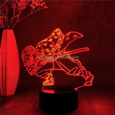 China Cool Modern 3D Night Light Anime Demon Slayer Figure Agatsuma Zenitsu Children Kid Bedroom Decor Manga Figurine Lamp Gift for sale