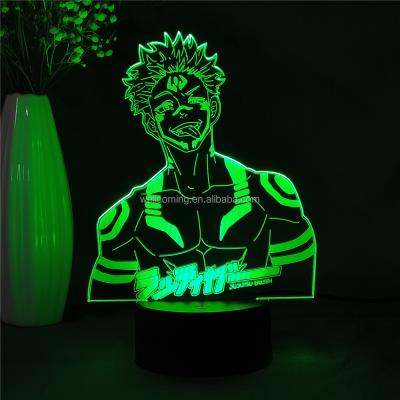 China Modern Anime Jujutsu Kaisen Ryomen Sukuna Led 3D Night Light Anime Fingure For Bedroom Decor Kid Children Kids Manga Gift Gadget Desk Lamp for sale