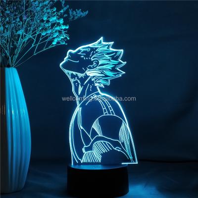 China Modern Acrylic Led Night Light Anime Haikyuu Figure For Kid Bedroom Decor Night Light Figurine Kotaro Bokuto Manga Desk Lamp Gadget for sale