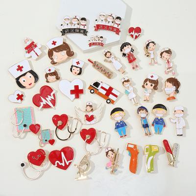 China Cute High-end Europe Cartoon Brooch Pin Doctor Nurse Brooch Scarf Buckle Creative Medical Silk Badge Jewelry for sale