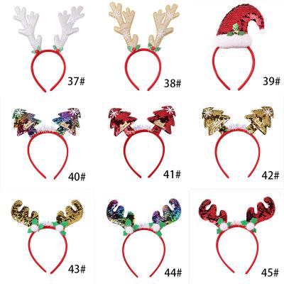 China Cloth Christmas Headband Hairpin Christmas Headdress Christmas Headdress Snowman Old Man Snowman Deer Headband Kid Antler Hairpin Adult Female for sale