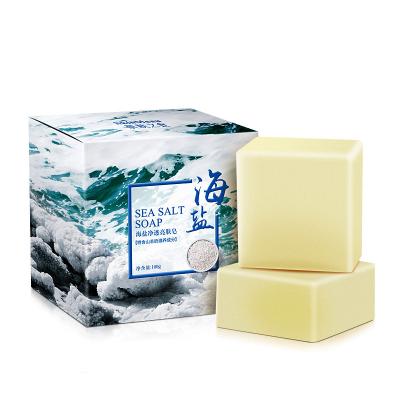 China Natural Organic 100g Basic Cleansing Sea Salt Essential Oil Soap Whitening Handmade Goat Milk Soap For Remove Skin Acne Face Deep Cleansing Care for sale