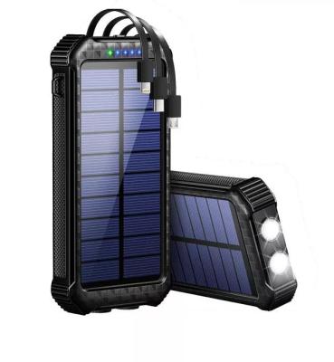 China Fast Waterproof Wireless Solar Phone Charger Solar Power Bank 20000mah Support Dual Usb Led Flashlight Powerbank for sale