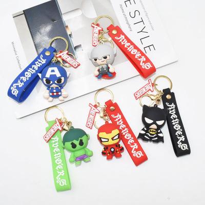 China Captain America Keyring Car Iron Man Captain America Keychain Superhero Bag Key Chain Marvel Cartoon Silicone Rubber Pendant Accessories for sale