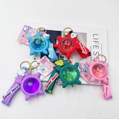 China Cute Cartoon Animal Bubble Bottles Boba Liquid Quicksand Kawaii Key Chain Turtle Keychains for sale