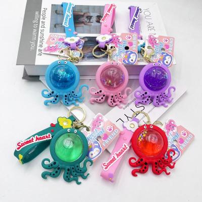 China Cute Cartoon Animal Bubble Bottles Kawaii Liquid Boba Quicksand Key Chain Octopus Keychains for sale