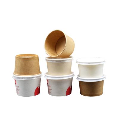 China Disposable Plastic Free Shaft Bamboo 3.5oz/4oz Paper Cup For Sauce With Plastic Lids for sale