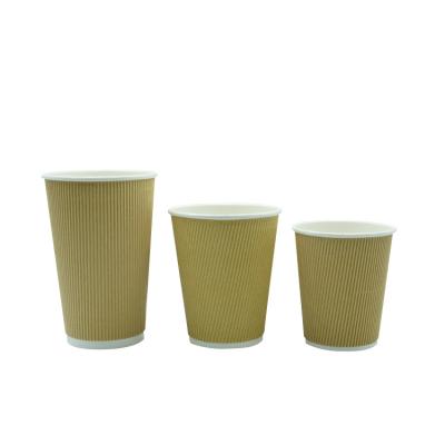 China Disposable Triple Wall Small Straight Ripple Layout Paper Cup For Coffee for sale