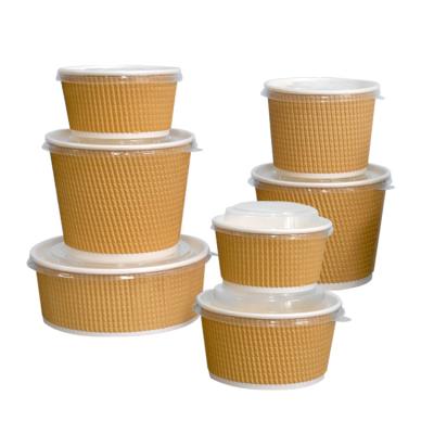 China Disposable Environmental Friendly Fine Beef Paper Food Bowl With PP Lids for sale