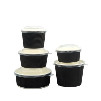 China Disposable Good Quality Triple Wall Corrugated Blank Kraft Paper Bowl For Street Food And Soup With Lids for sale