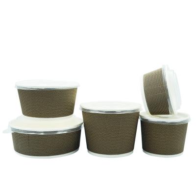 China Disposable Hot Insulated Food Take Out Paper Bowl With Plastic Lids for sale