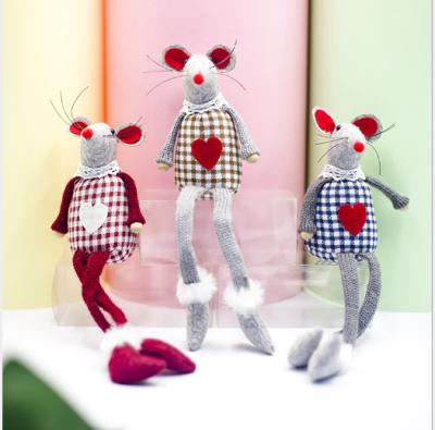 China Christamas Home Decoration Plaids Mouse With Long Leg Heme Decoration Christmas Doll Kids Gift for sale