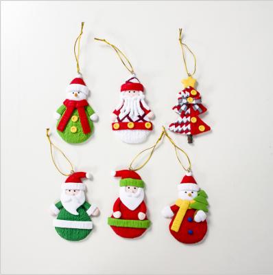 China Europe Christmas Polymer Clay Mini Santa Claus Tree Ornament Christmas Hanging Colorful Snowman for sale