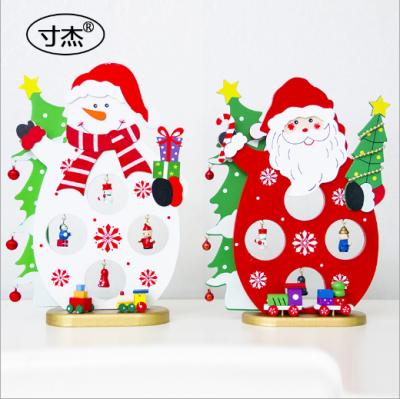 China Europe Christmas wooden cartoon table decoration with Santa Claus and snowman and bell pendant for sale