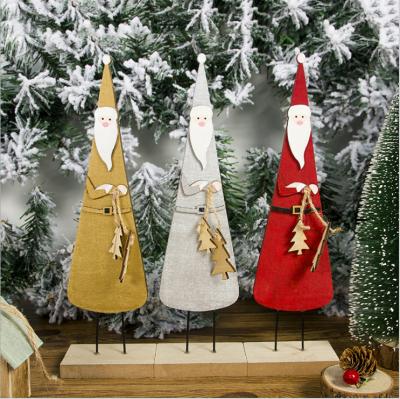 China Europe Christmas Wooden Three Dimensional Painted Santa Claus Christmas House Decoration for sale