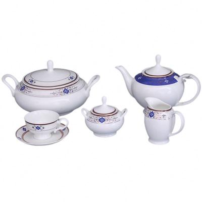 China New Viable Outdoor Saucers Outdoor Saucers Porcelain Combination Teapot Tea Set Bone China Tea and Coffee Set for sale