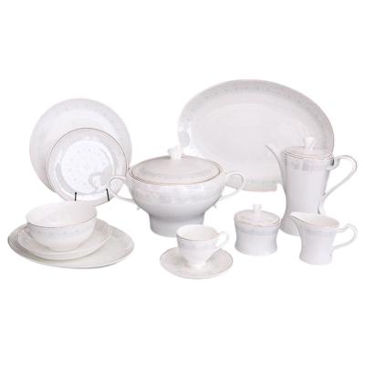 China 2022 Wholesale Ceramic Creative Nordic White Pottery New Style Theme Porcelain Viable Dinner Dishes Sets for sale