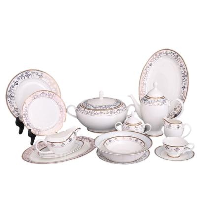 China Sustainable Ceramic Porcelain Tableware Porcelain Floral Design Floral Design Dinner Table Set Modern High End Restaurant Dinner for sale