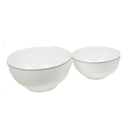 China Restaurant Sustainable White Serving Irregular Nesting Set Ceramic Sink Mixing Utensils For Kitchen Double Bowl for sale