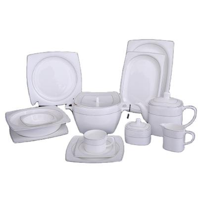 China Wholesale Viable Set High Quality Bone China 16pcs Dinner Square Ceramic Dish Dinner Set Western Style Box Packing Color Eco Western Customized Feature for sale