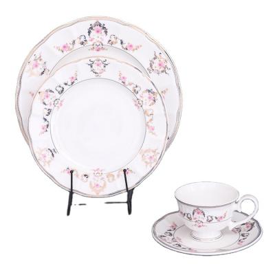 China Sustainable 20PCS Bone China Sets Eco Dishes Dinner Plates Kids Dinnerware Sets Dish Dinner Dishes Pink for sale