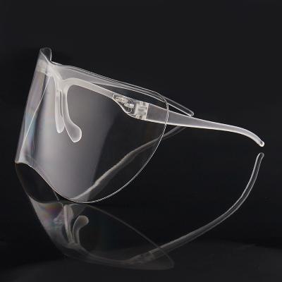 China Fashion Sunglasses Oversized Clear Glass Half Face Covered Glass Transparent Frame Clear Glass Shades Protective Mask for sale