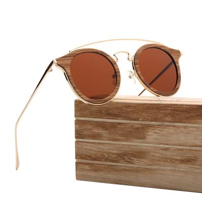 China Lightweight Custom Branded Big Titanium Metal Frame Wooden Sunglasses For Men Women for sale