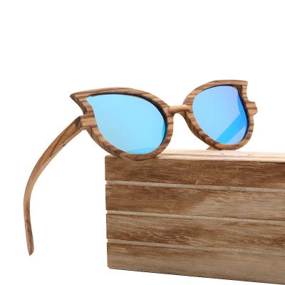 China China Manufacturer Lightweight Wooden Cat Eye Style Round Frame Polarized Sunglasses For Women Mens for sale