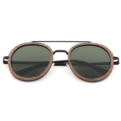 China Fashion Sunglasses Logo Wood Sunglasses Men Women Custom Made High Quality 2021 With Unique Metal Frame for sale