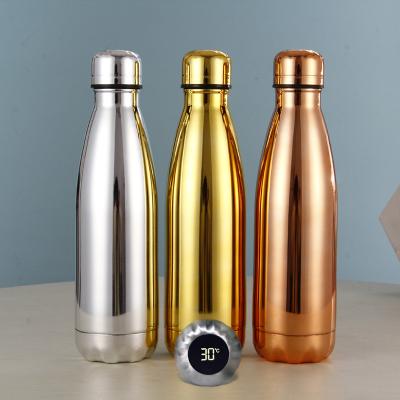 China New Design PORTABLE Led Temperature Display Stainless Steel Water Bottle Custom Logo Cola Shaped Vacuum Flask for sale