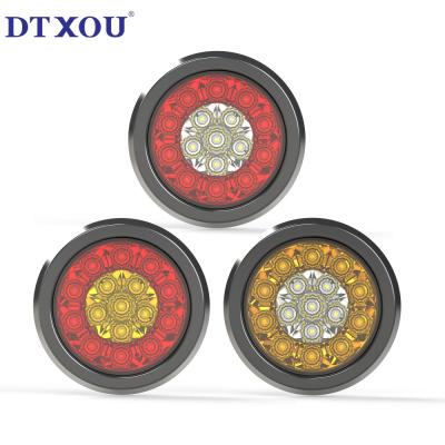 China 2018 OE No. 12v 4 Inch 16 Led Round Tail Light With Chrome Bezel For Truck Trailer for sale