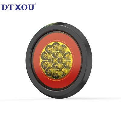 China Universal Fitment Four Inch Round Lorry Car Light 12v 24v 16 Led Abs White Amber Color Led Truck Lights for sale