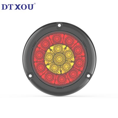 China Trailer Led Tail Light 4 Inch Round Sealed Truck Lamp With Grommet 24 Led Red White Amber 12v Pc Lens Universal 80000hours 16pcs for sale